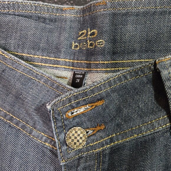 Vintage Y2K Bebe Womens 29 Flared Low Rise Denim Jeans FLAWED - Picture 5 of 10